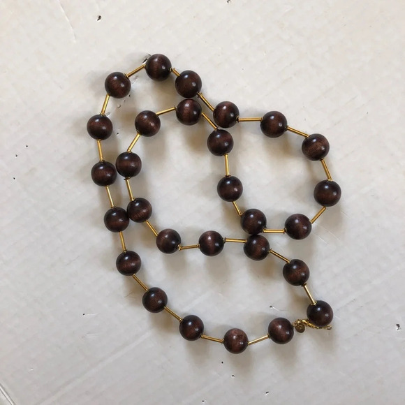 Vtg Vendome Necklace with Wooden Beads - Picture 8 of 11